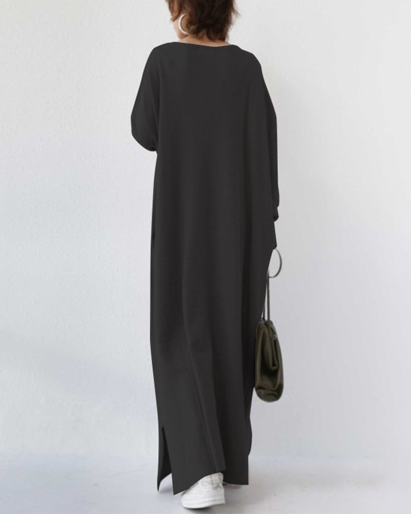 Serenya™ - Modisches Kleid mit langen Ärmeln und V-Ausschnitt