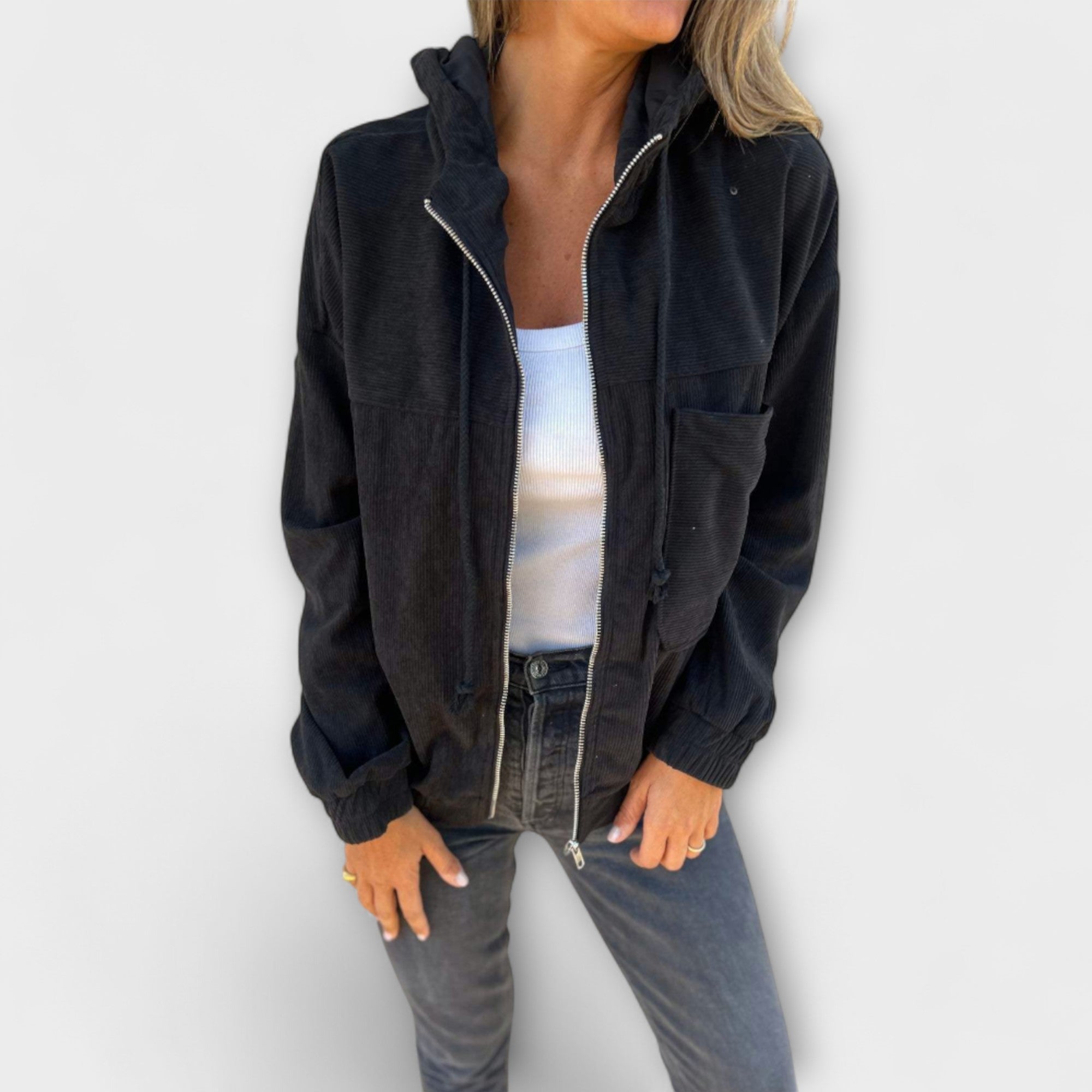 Sommerfeld™ | Ella – Kapuzenjacke aus Cord mit Reißverschluss