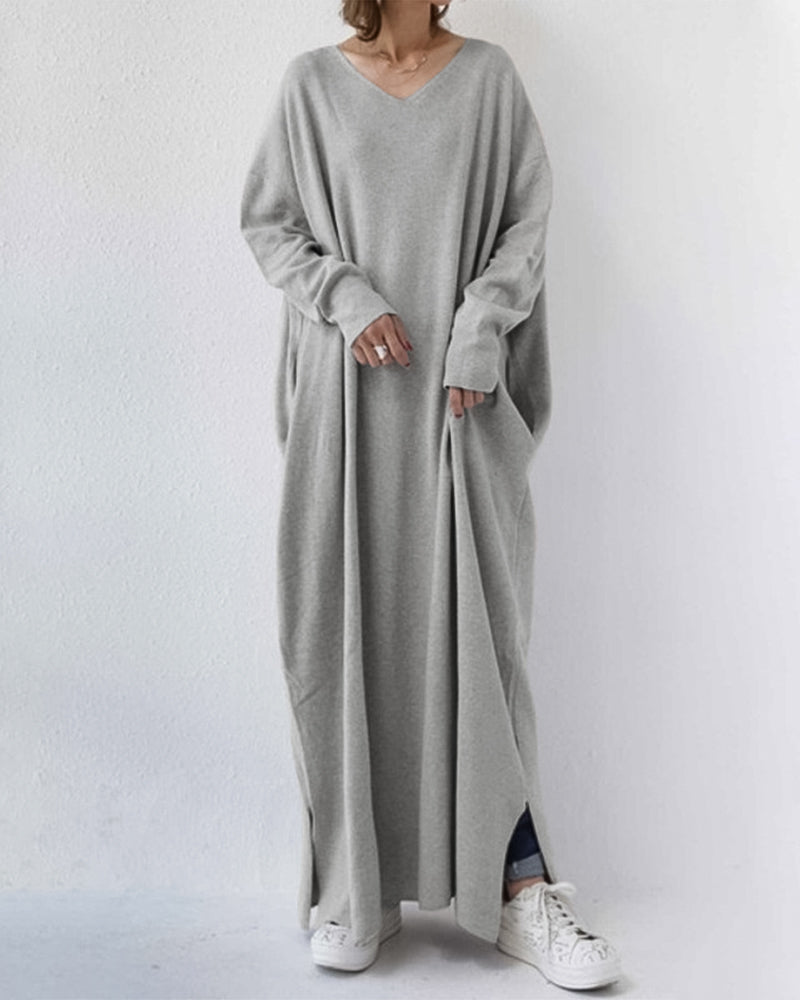 Serenya™ - Modisches Kleid mit langen Ärmeln und V-Ausschnitt