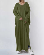 Serenya™ - Modisches Kleid mit langen Ärmeln und V-Ausschnitt