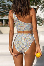 Elke | Ein-Schulter-Bikini mit Druck