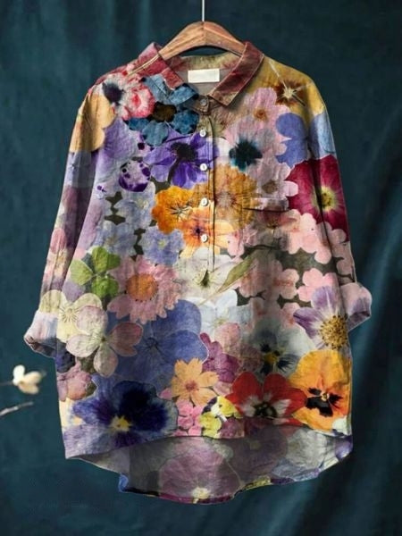 Alodia | Florale Französische Vintage-Bluse