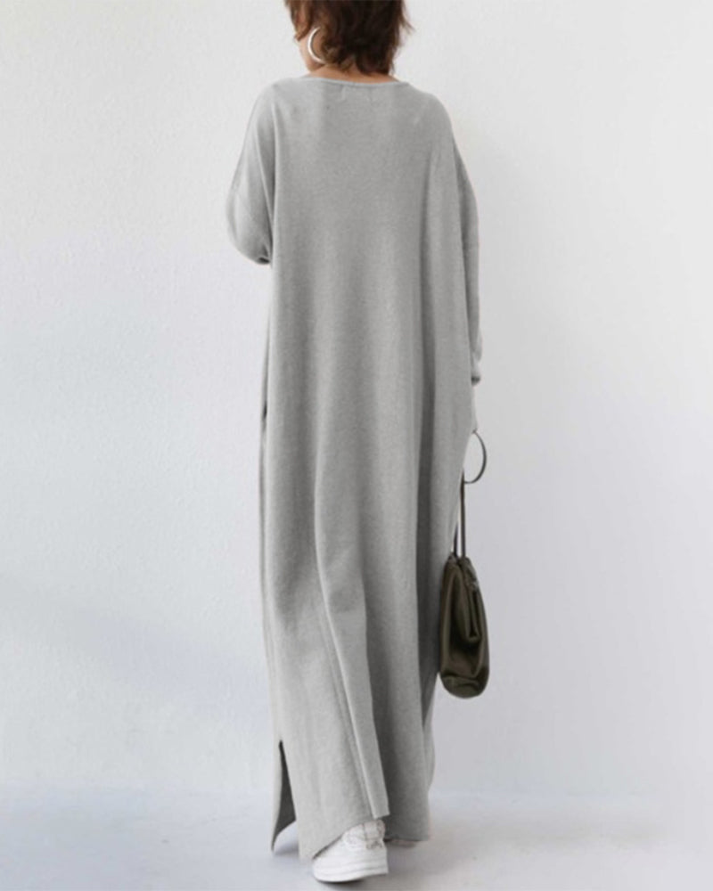 Serenya™ - Modisches Kleid mit langen Ärmeln und V-Ausschnitt