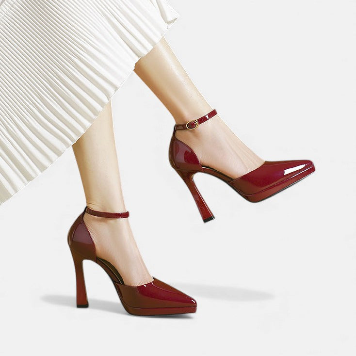Rosa Leder-High Heels