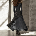 Fena™ - Langes Kleid mit Leopardenmuster-Akzenten