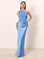 Amber™ – Ein Schulter Satin Maxikleid