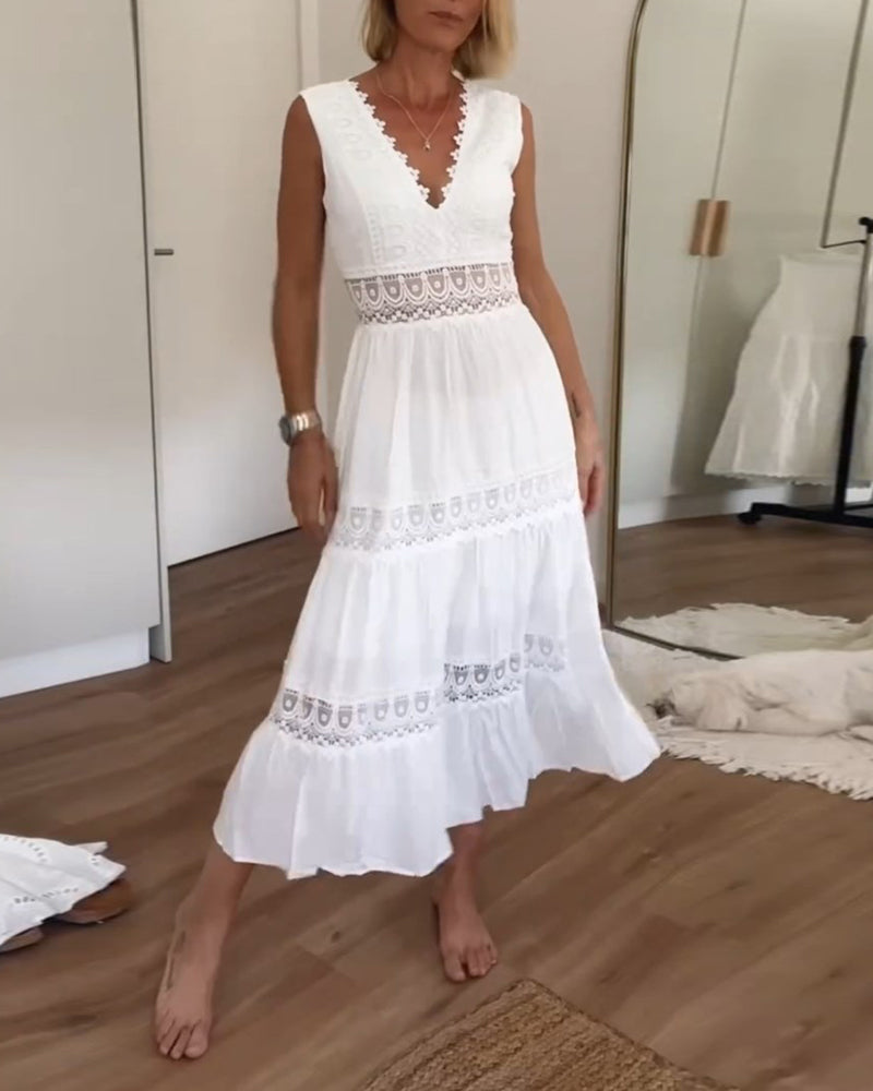 Sora™ – Ärmelloses Boho-Midikleid mit Spitzendetails